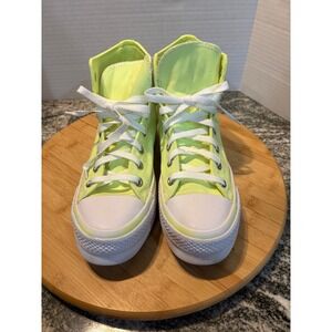 Converse  All Star Platform High Top Neon Yellow Shoes Women's Size 8